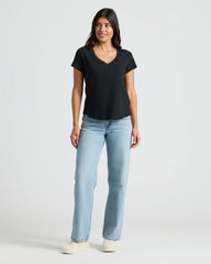 Womens Staple Relaxed Slub V-Neck Tee 4-Pack